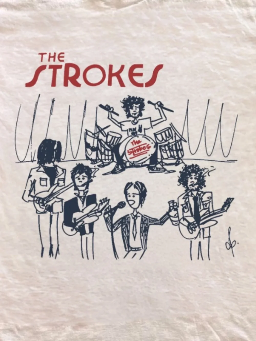 Vintage The Strokes White Graphic Band Tee Casual Size M